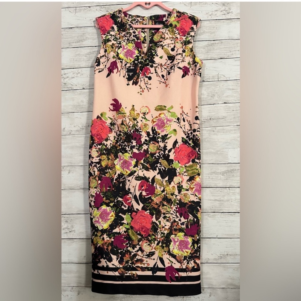 Beige byeci Floral Sleeveless Dress - Pink and Black